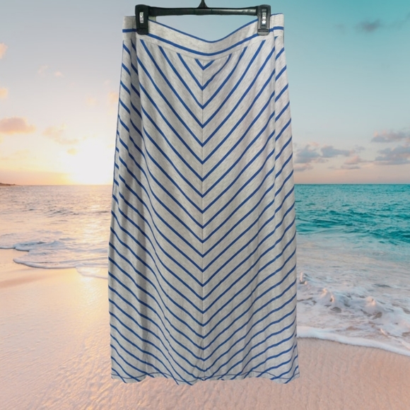 Soft Knit Gray with Blue Maxi Skirt Sz Large - Picture 7 of 7
